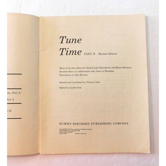 Vintage Tune Time Part B Piano Music Book By Frances Clark 1958 Revised - Picture 3 of 6